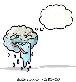 cartoon raincloud with thought bubble