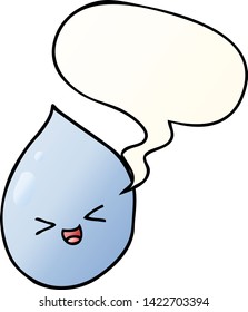 cartoon raindrop with speech bubble in smooth gradient style