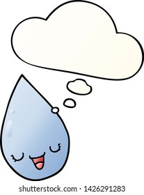 cartoon raindrop with thought bubble in smooth gradient style