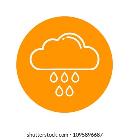 cartoon rainy cloud outline white icon