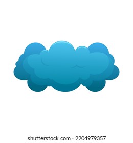 Cartoon rainy dark blue Cloud isolated on white. Weather web icon. For kids 