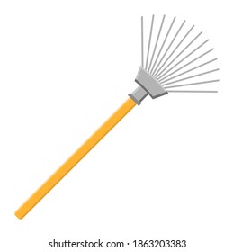 Cartoon rake icon isolated on white background. Gardening tool. Vector illustration in cartoon style for your design.
