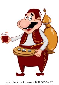  cartoon Ramadan traditional man and drinking