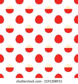 Cartoon rambutan seamless pattern background.