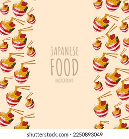 cartoon ramen, japanese food frame border background
