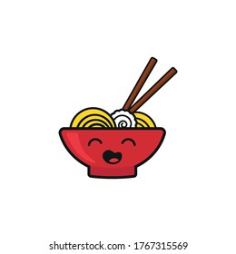 ilustración vectorial del logotipo de ramen de dibujos animados. plantilla vectorial del icono del logotipo del restaurante de comida.