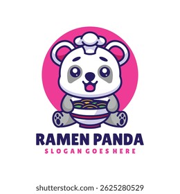 Cartoon Ramen Panda Mascot Logo Design