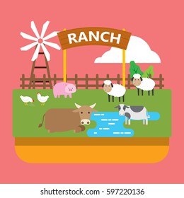 cartoon ranch illustration