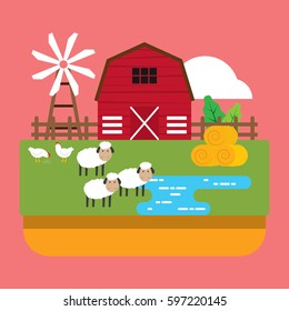 cartoon ranch illustration