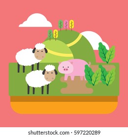 cartoon ranch illustration