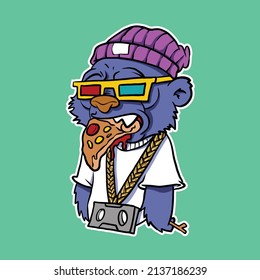 cartoon rapper animal illustration perfect for design