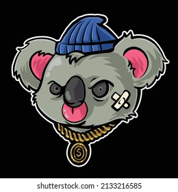 cartoon rapper koala animal illustration perfect for design