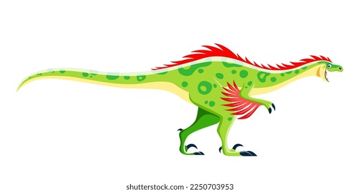 Cartoon Raptor dinosaur character. Prehistoric reptile, paleontology lizard or cute dinosaur with feathers. Mesozoic era monster, ancient wildlife isolated creature or extinct animal vector personage