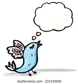 cartoon rare bird with thought bubble