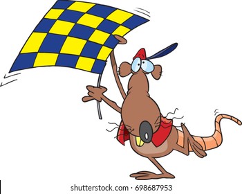 cartoon rat holding a checkered flag