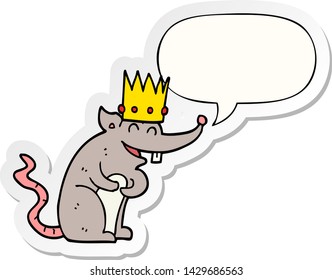 cartoon rat king laughing with speech bubble sticker
