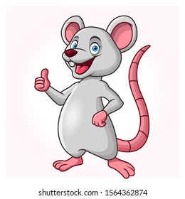 A cartoon rat or mouse is standing up giving a thumbs up.