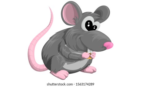 Cartoon rat or mouse symbol of the year in vector design on a white background.