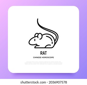 Cartoon rat thin line icon. Modern vector illustration for Chinese horoscope.