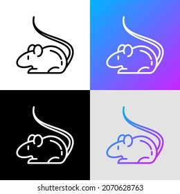 Cartoon Ratte dünne Linie Symbol. Moderne Vektorgrafik für Chinesisches Horoskop.