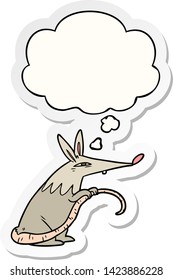 cartoon rat with thought bubble as a printed sticker