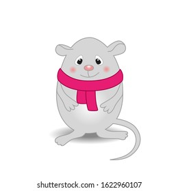 Cartoon rat vector illustration isolated on white background.