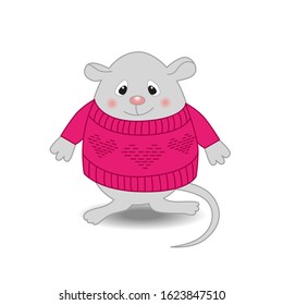 Cartoon rat vector illustration isolated on white background.
