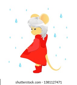 Cartoon rat. Year of the rat. Chinese horoscope. Beauty mouse. 