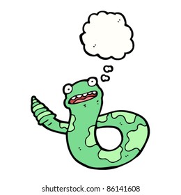 cartoon rattlesnake with thought bubble