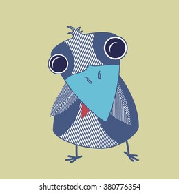 Cartoon Raven Crow Bird Vector Illustration