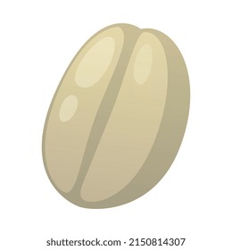 Cartoon raw coffee bean on white background vector illustration