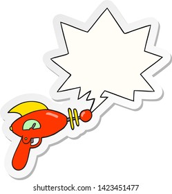 cartoon ray gun with speech bubble sticker