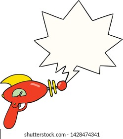 Cartoon-Ray-Gewehr mit Sprachblase