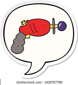 cartoon ray gun with speech bubble sticker