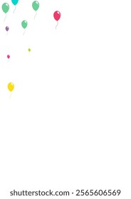 Cartoon Realistic Balloon Vector  White Background. Flying Inflatable Ball Cover. Multicolor Birthday Banner. Cute Round Ballon Template.