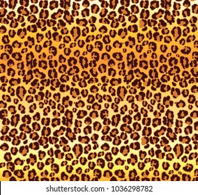 Cartoon realistic leopard vector texture. Orange Leopard vectored  pattern. Jaguar pattern .