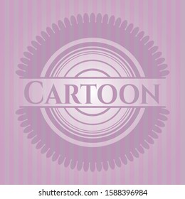 Cartoon realistic pink emblem. Vector Illustration. Detailed.