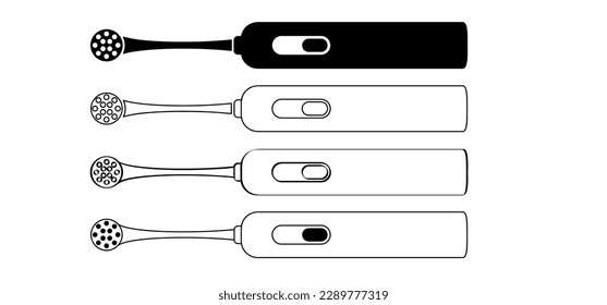 Cepillo de dientes sonoro o eléctrico recargable. Para cepillarse, miren sus dientes y molar. Icono de cepillo de dientes o cepillo dental. Dental, cuidado oral, símbolo de higiene bucal. Cabezas de brocha de repuesto