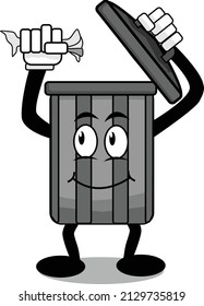 cartoon recycle bin,  trash can, mascot
