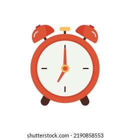 Cartoon red alarm clock icon on isolated white background. Vector illustration.