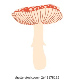 cartoon red amanita vector, cute poisonous mushroom, fantasy forest autumn element