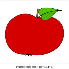 Cartoon red apple icon. Fruit vector illustration isolated on white background.