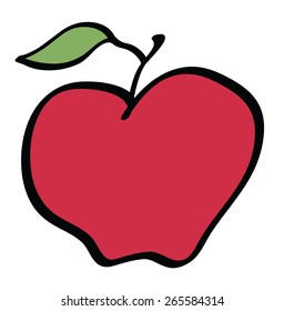 cartoon red apple isolated on white, vector illustration design element