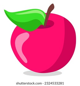 Cartoon red apple on a white background. Vector illustration of fruit for children's book, fabric, print.