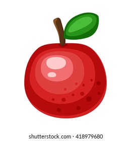 Cartoon red apple on a white background. Apple Icon in Color. Vector illustration
