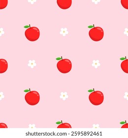 Cartoon red apple seamless pattern.