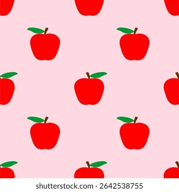 Cartoon red apple seamless pattern