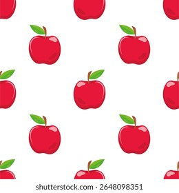 Cartoon red apple seamless pattern
