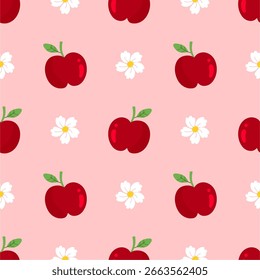 Cartoon red apple seamless pattern