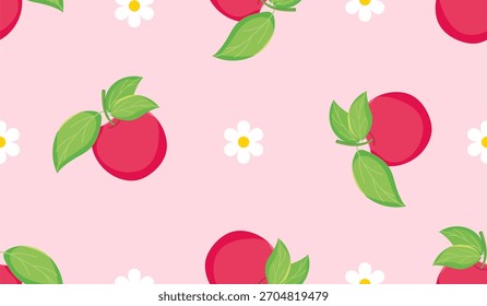 Patrón transparente de manzana roja de dibujos animados
